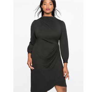 Eloquii Drape Front Mock Neck Dress Little Black Dress